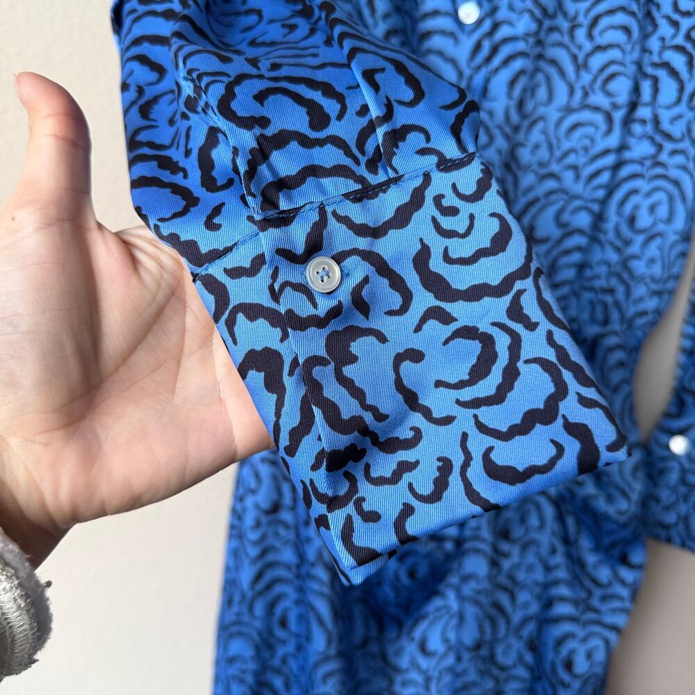 Marella Blue Black Alghero Printed Midi Dress Size US 4 - Picture 5 of 6